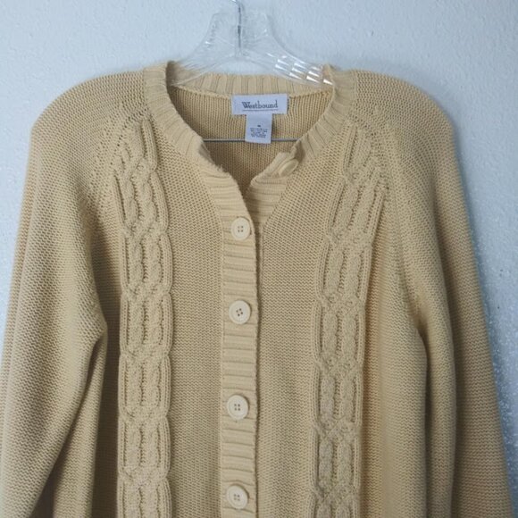 Westbound women's size M yellow cardigan knit sweater - Picture 2 of 15